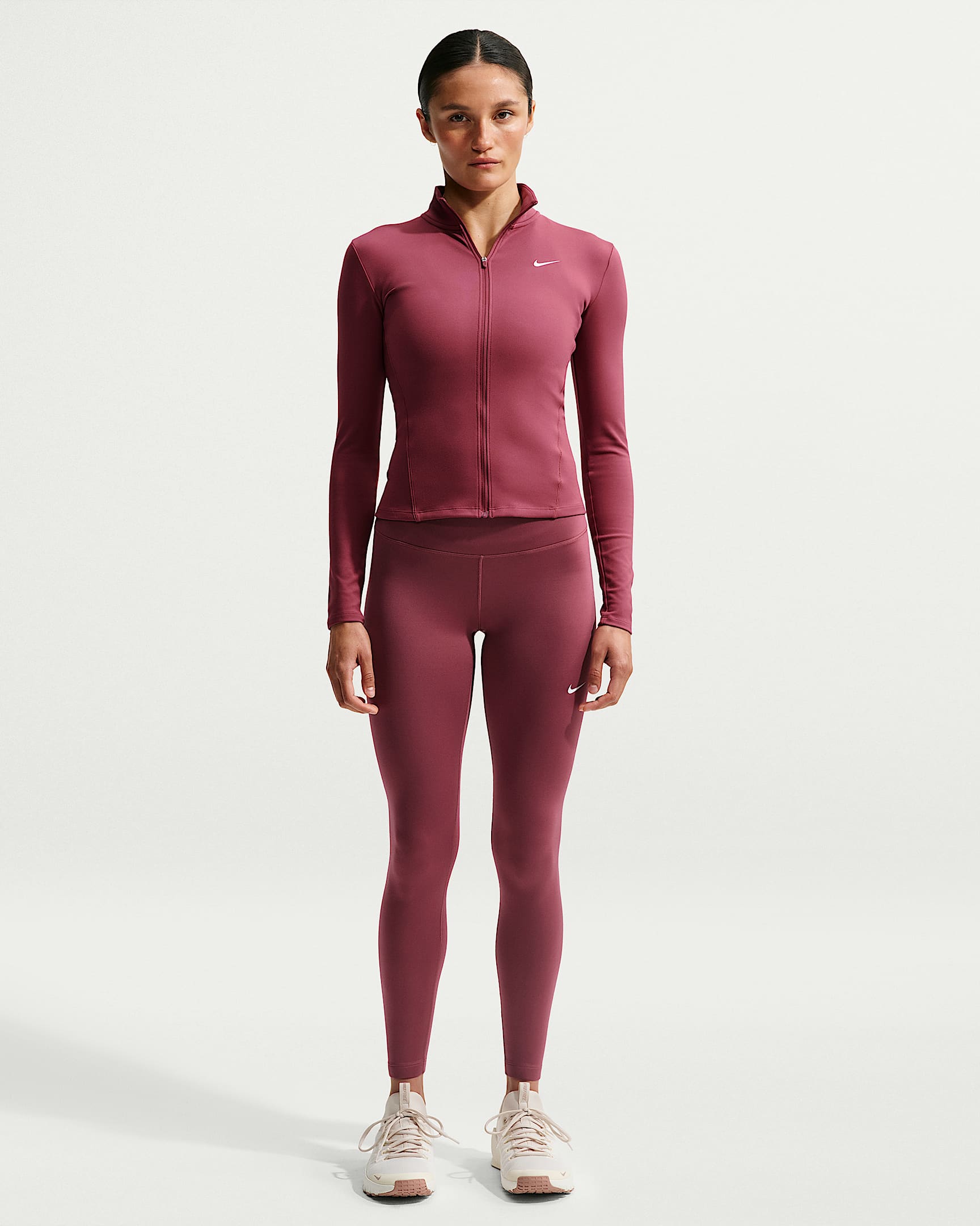 NIKE W NK ONE DF FZ FITTED JKT PINK SMOKE/WHITE – Bild 4