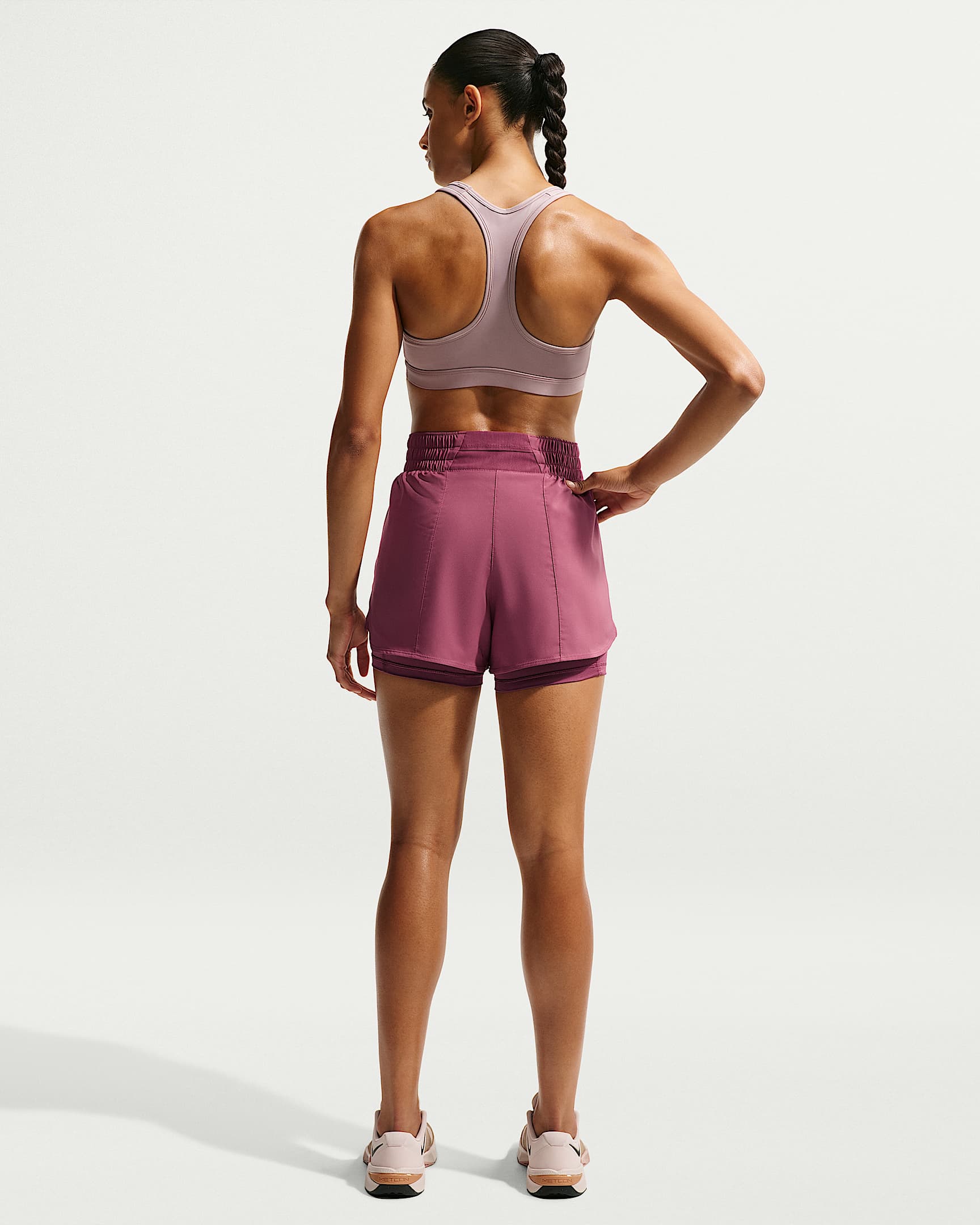 NIKE W NK ONE DF HR 3IN 2N1 SHORT PINK SMOKE/WHITE – Bild 5