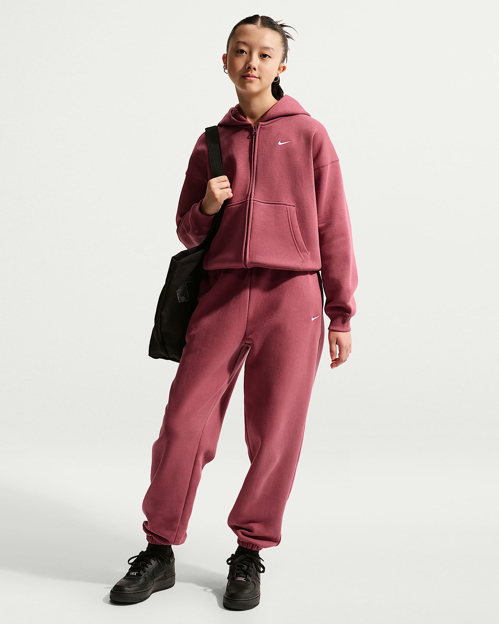NIKE G NSW STUDIO FLC OS FZ HD PINK SMOKE/WHITE – Bild 4