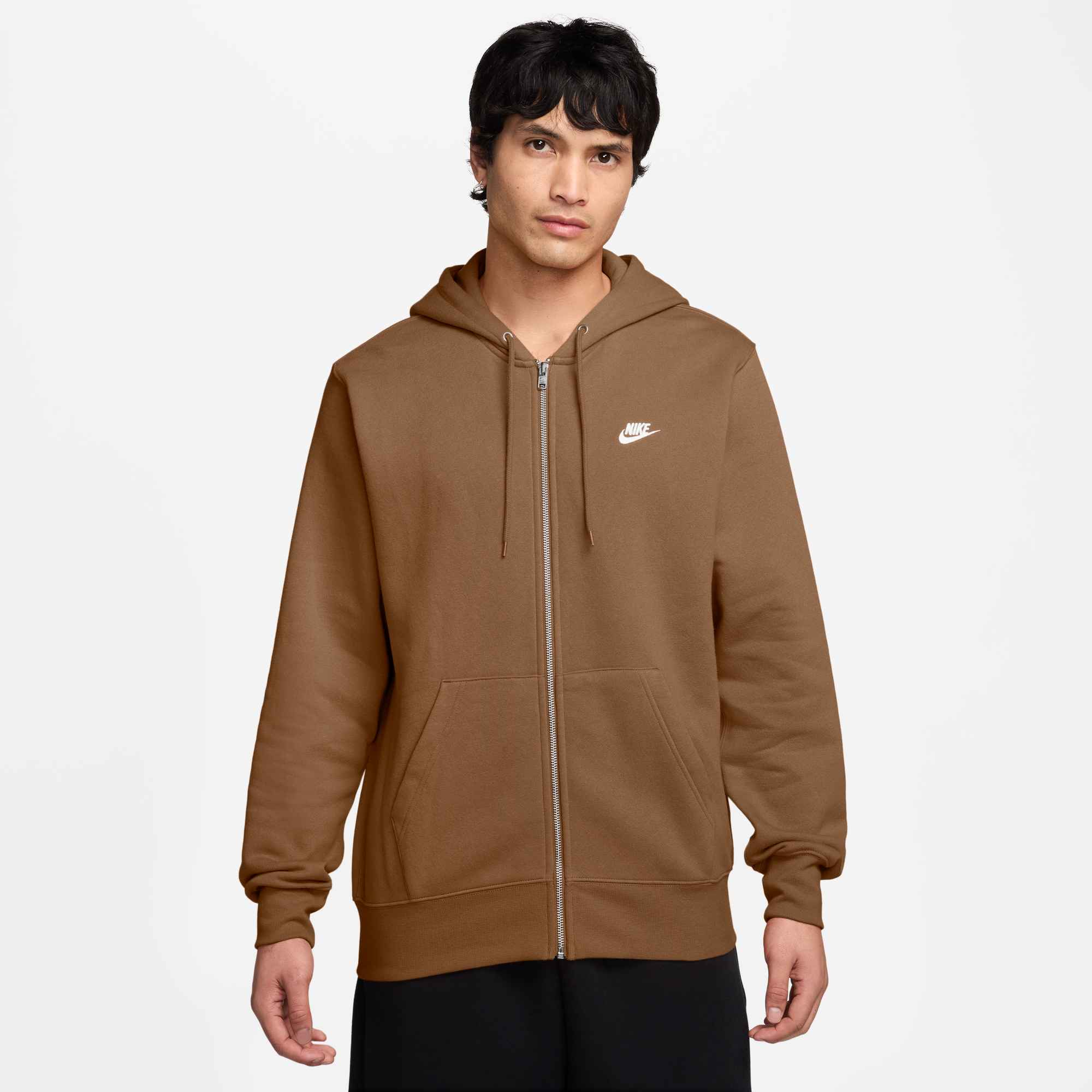 NIKE M NK CLUB BB FZ HOODIE ALE BROWN/ALE BROWN/WHITE