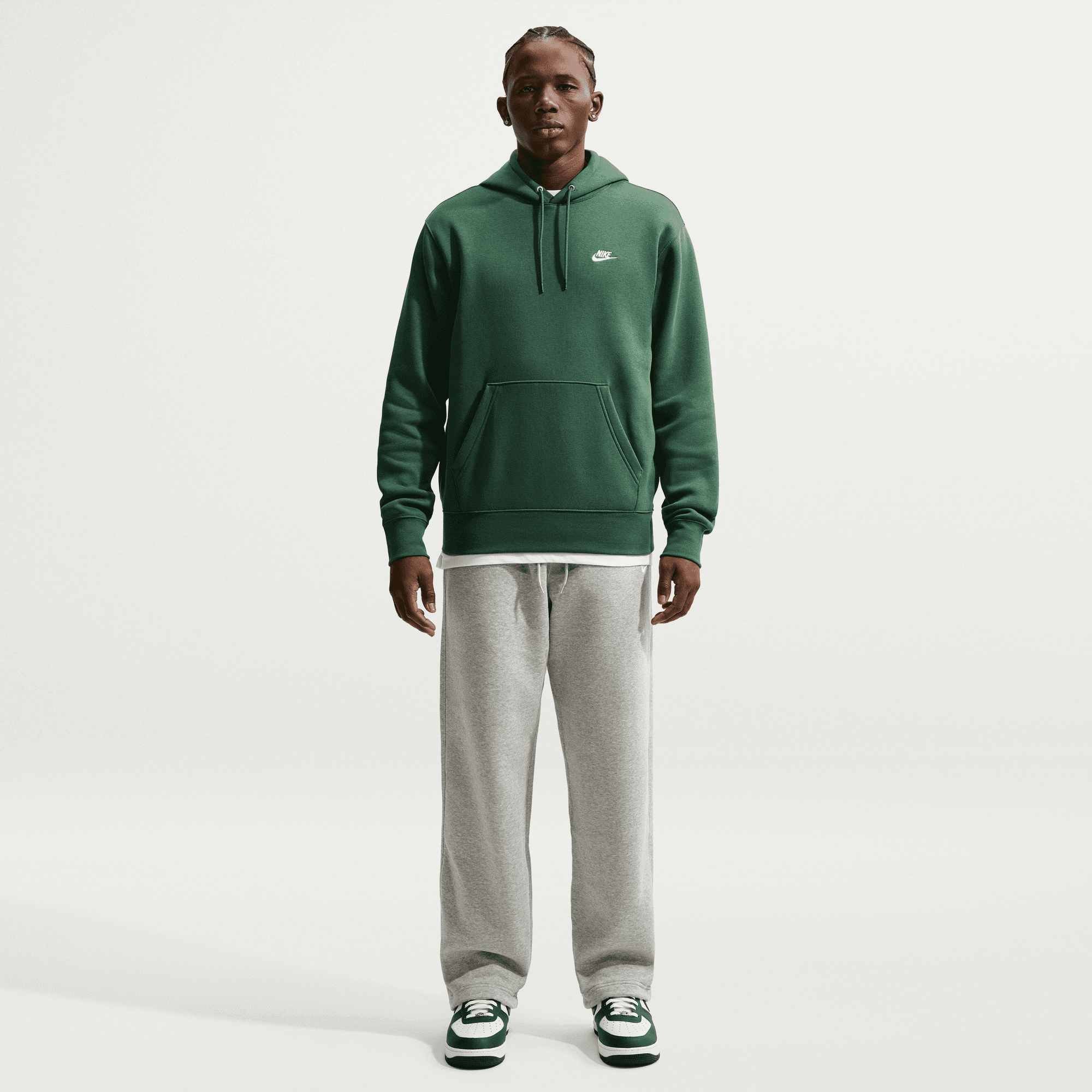 NIKE M NK CLUB BB PO HOODIE FIR/FIR/WHITE