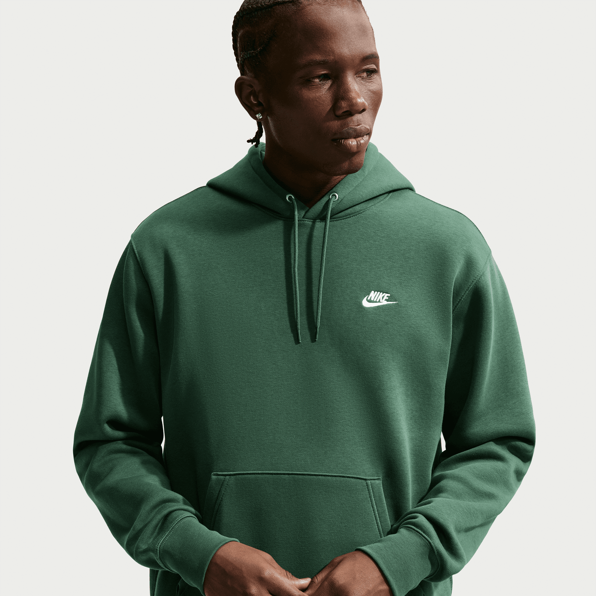 NIKE M NK CLUB BB PO HOODIE FIR/FIR/WHITE – Bild 3