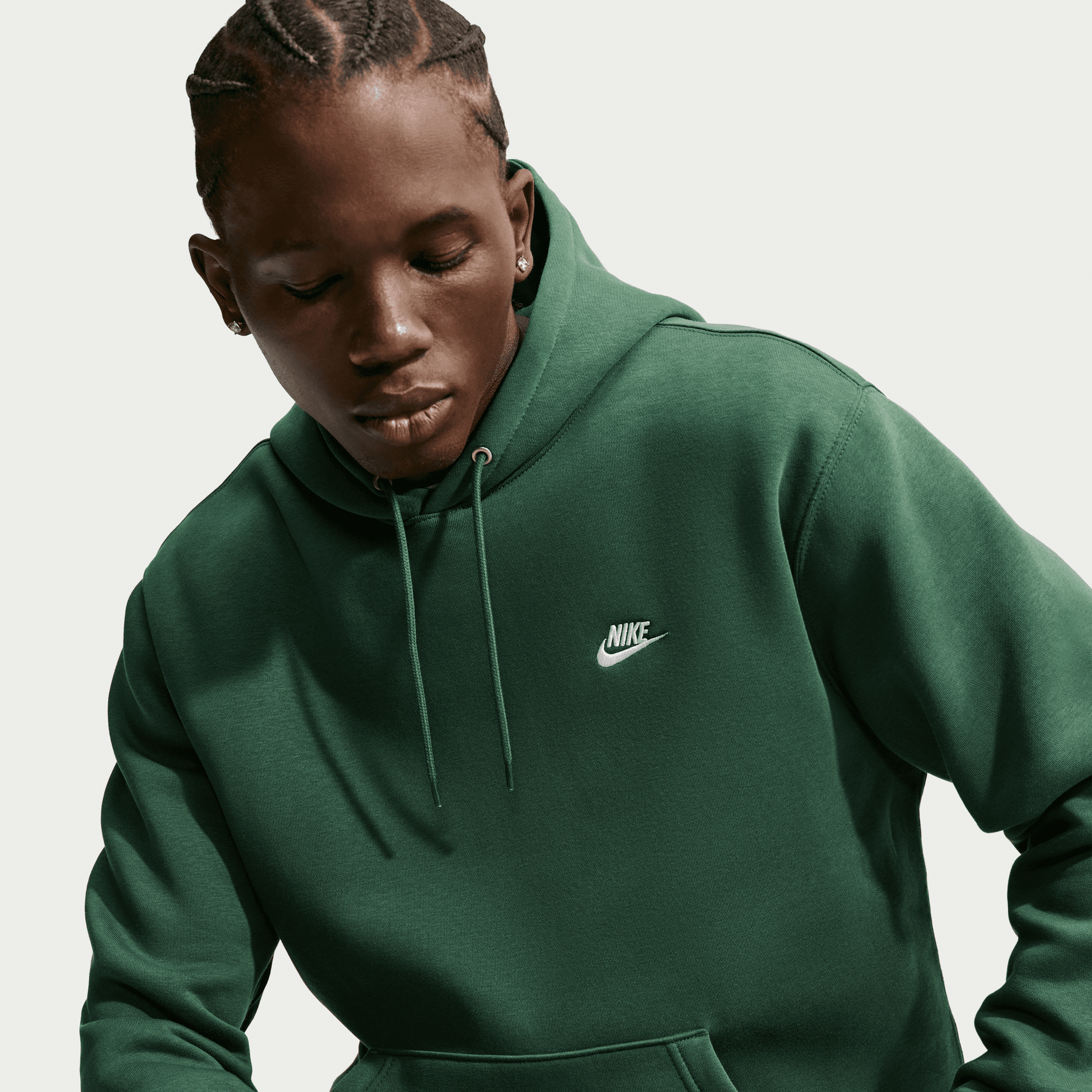 NIKE M NK CLUB BB PO HOODIE FIR/FIR/WHITE – Bild 5