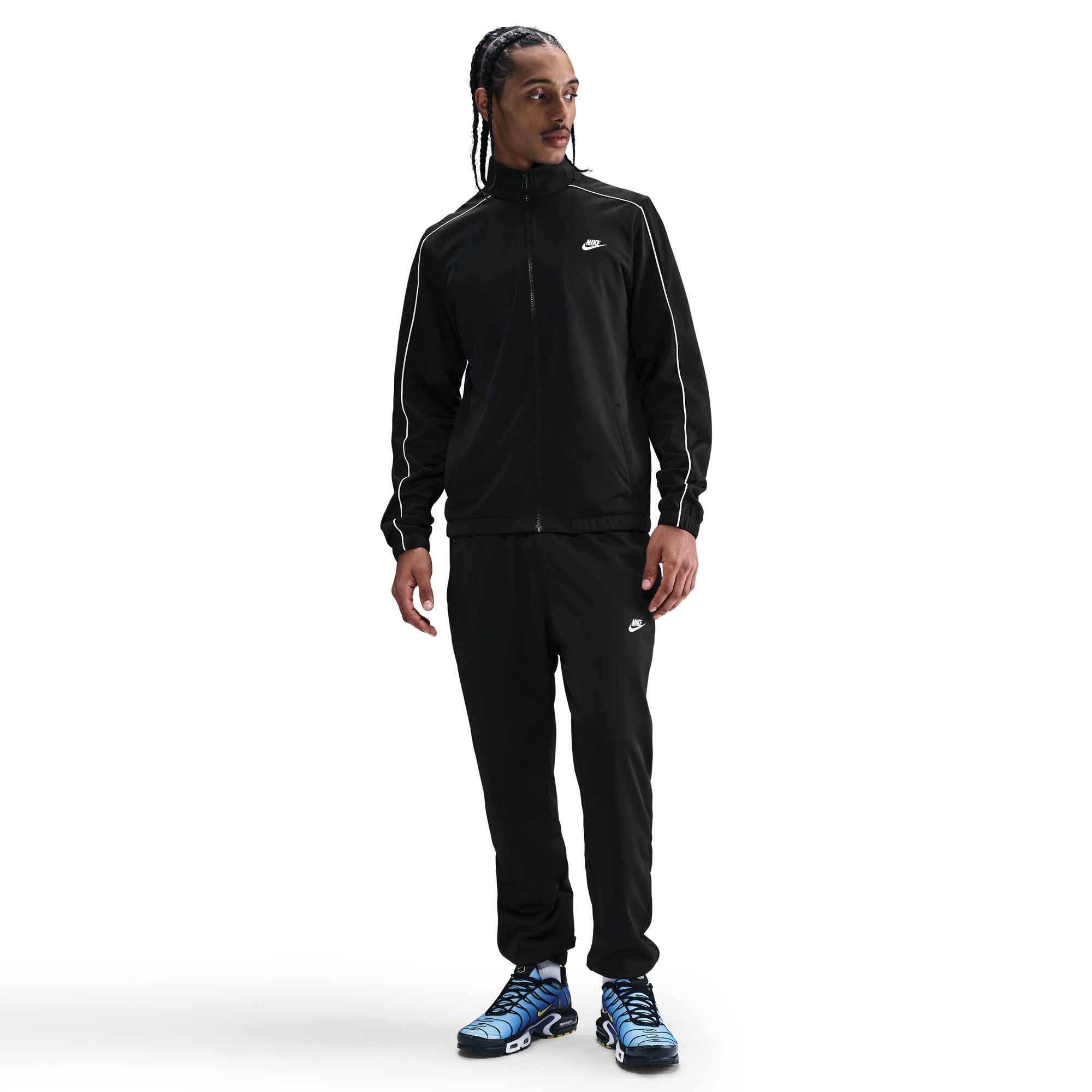 NIKE M NK CLUB PK TRK SUIT BLACK/BLACK/WHITE/WHITE