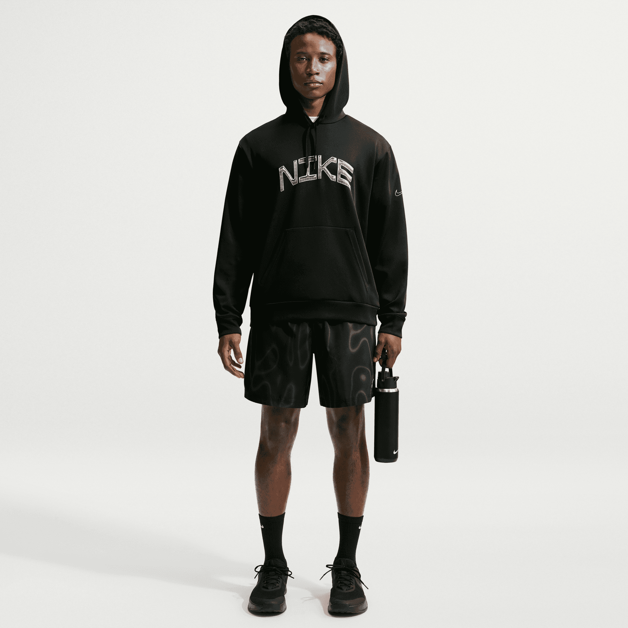 NIKE M NK DF UV FLEX FLC PO HD GFX BLACK/WHITE