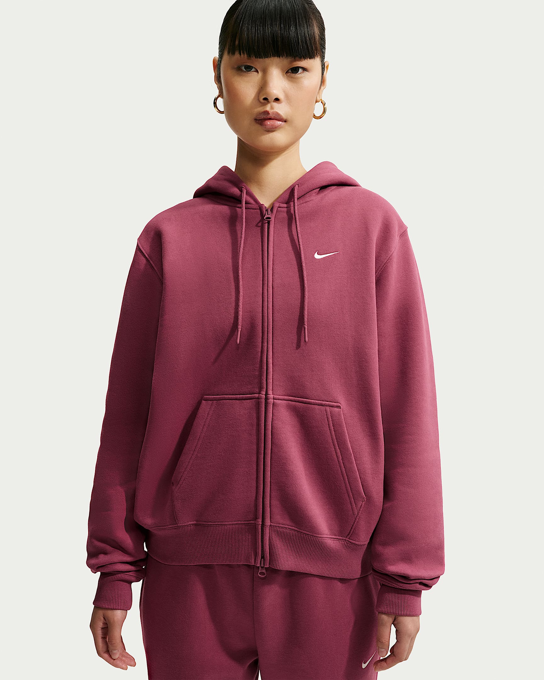 NIKE W NK STDO FLC MW STD FZ HDY PINK SMOKE/SAIL
