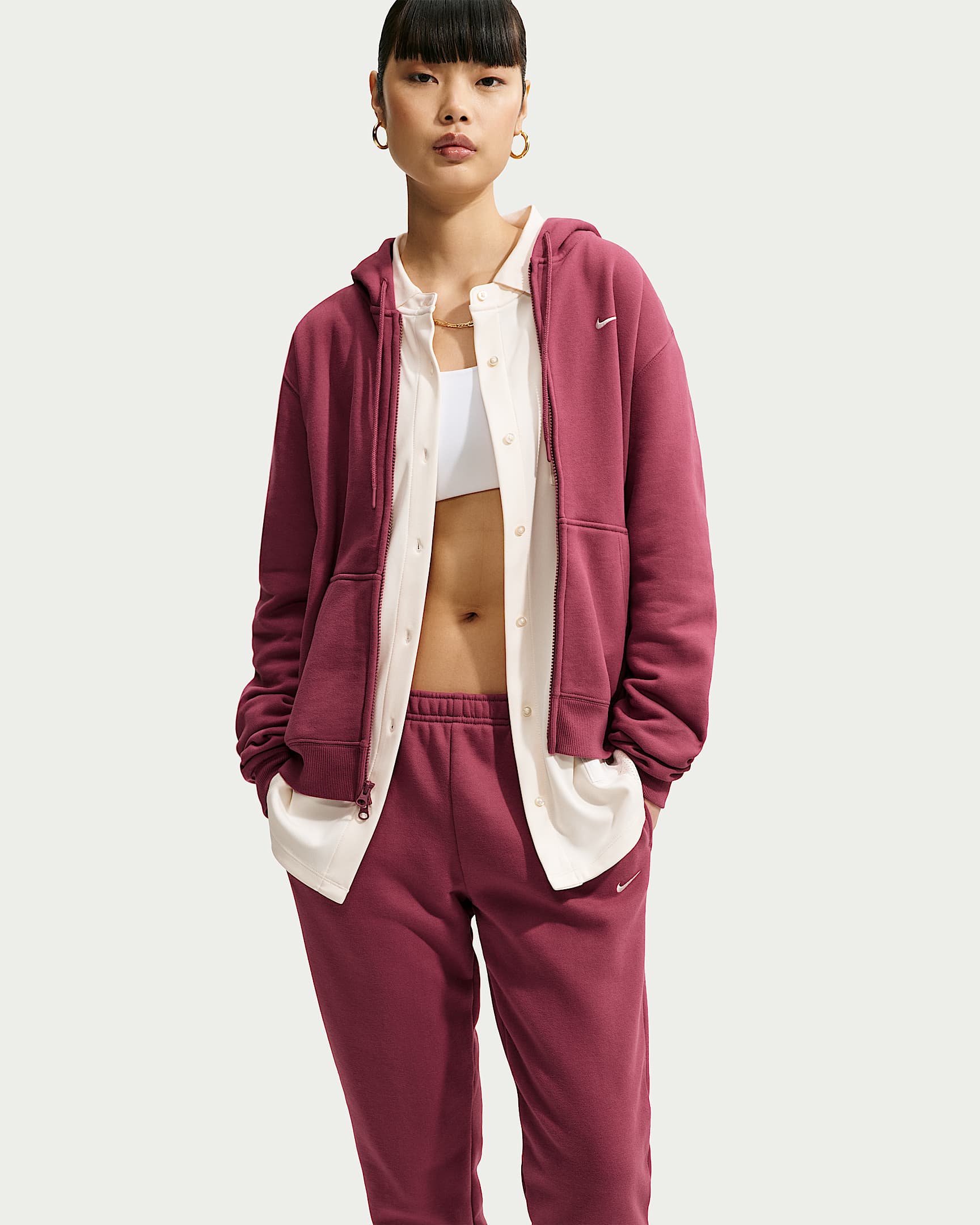 NIKE W NK STDO FLC MW STD FZ HDY PINK SMOKE/SAIL – Bild 3