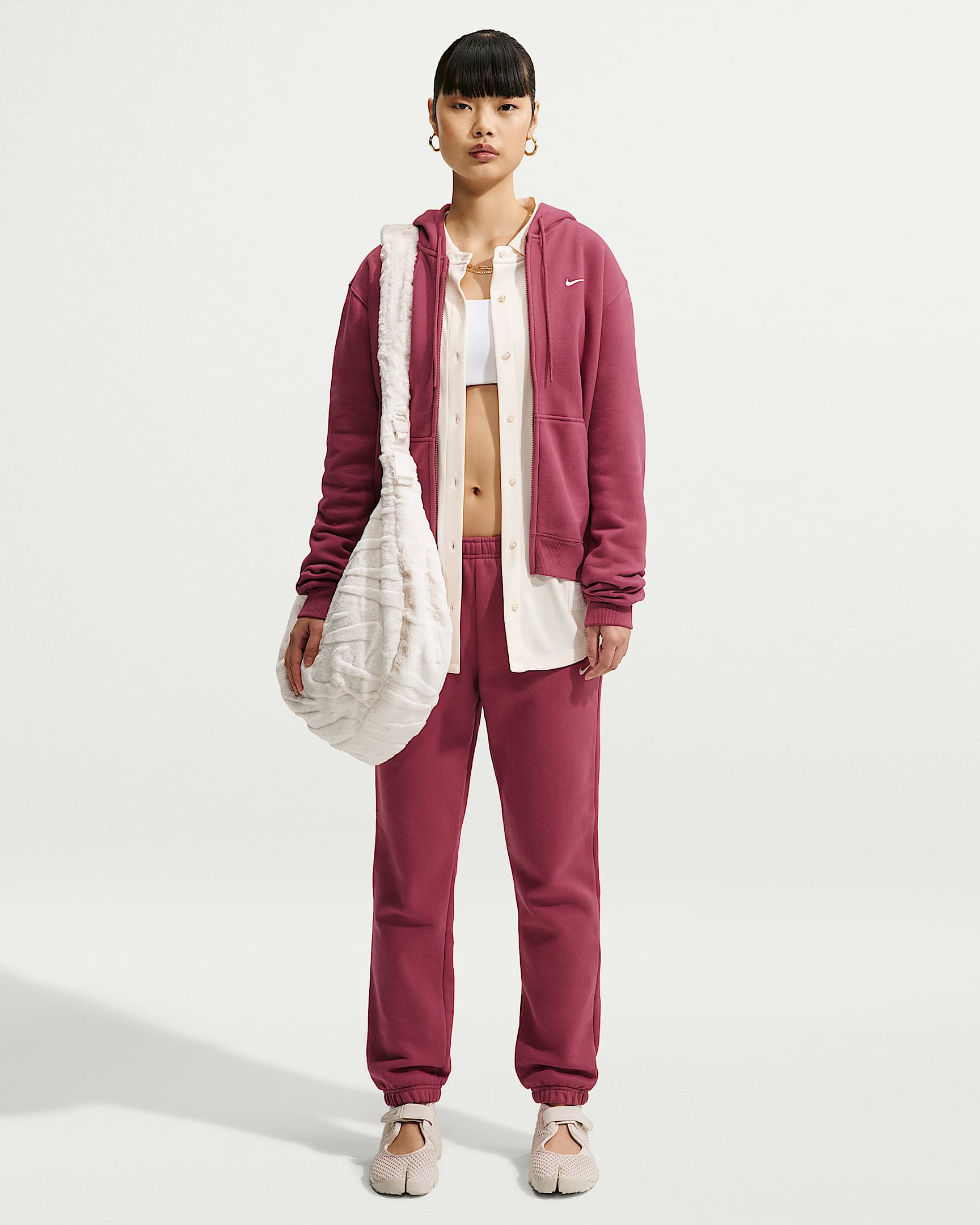 NIKE W NK STDO FLC MW STD FZ HDY PINK SMOKE/SAIL – Bild 4