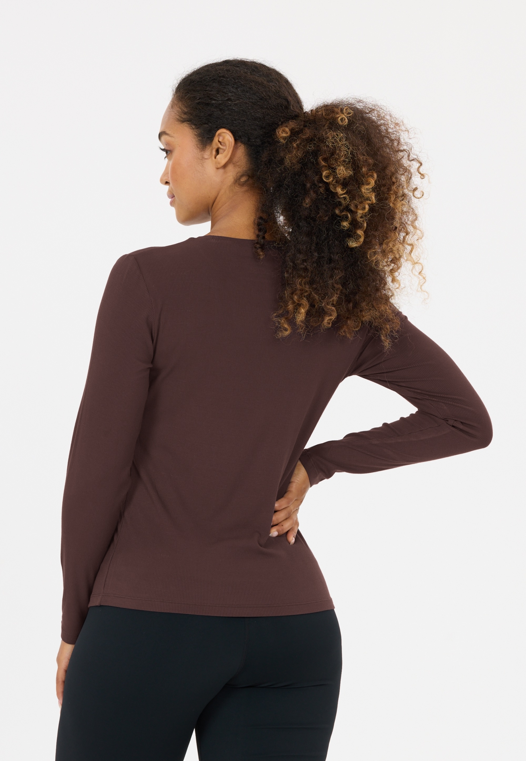ATHLECIA Tinashe V2 W Rib LS Tee CHOCOLATE TORTE – Bild 4