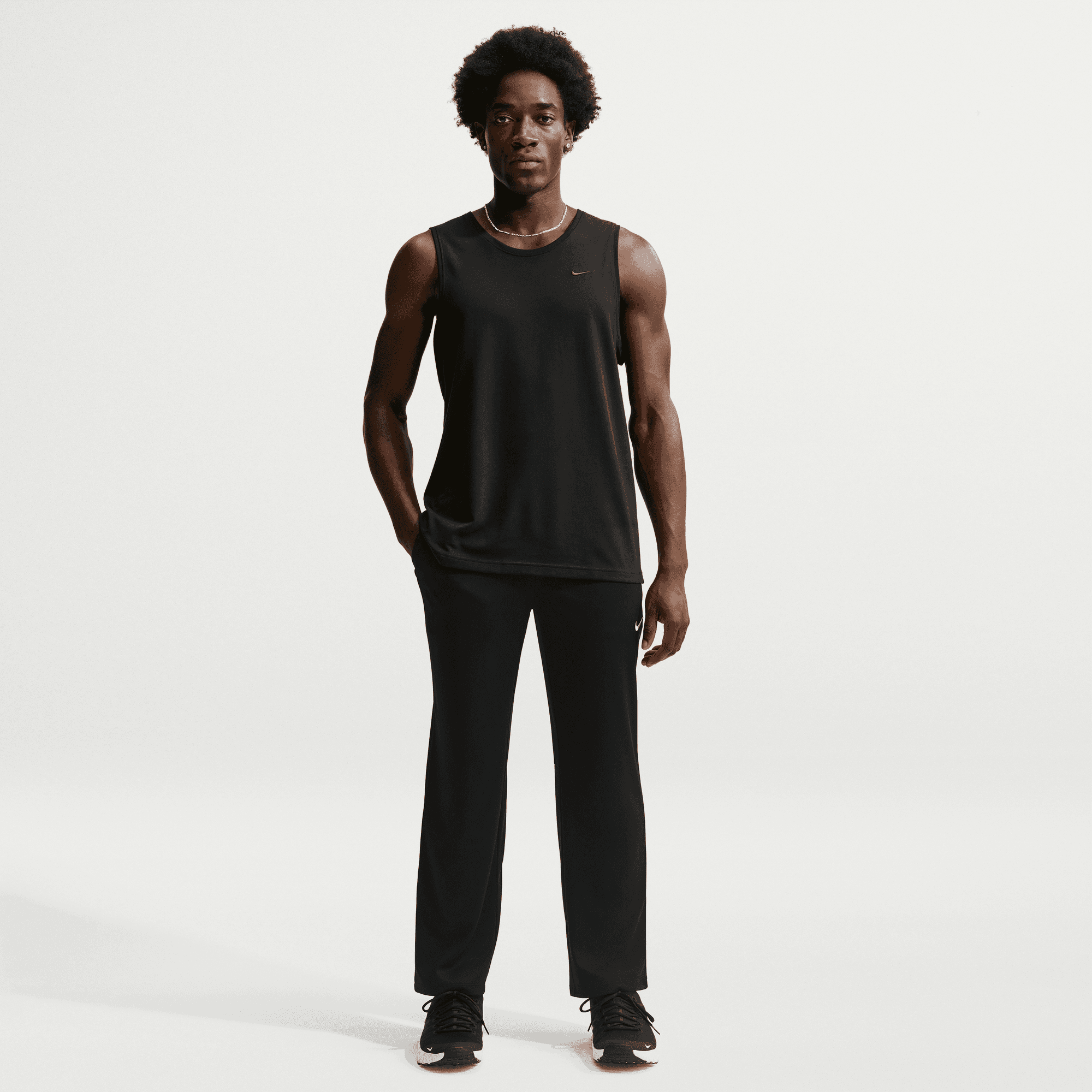 NIKE M NK DF FLEX PANT K BLACK/WHITE