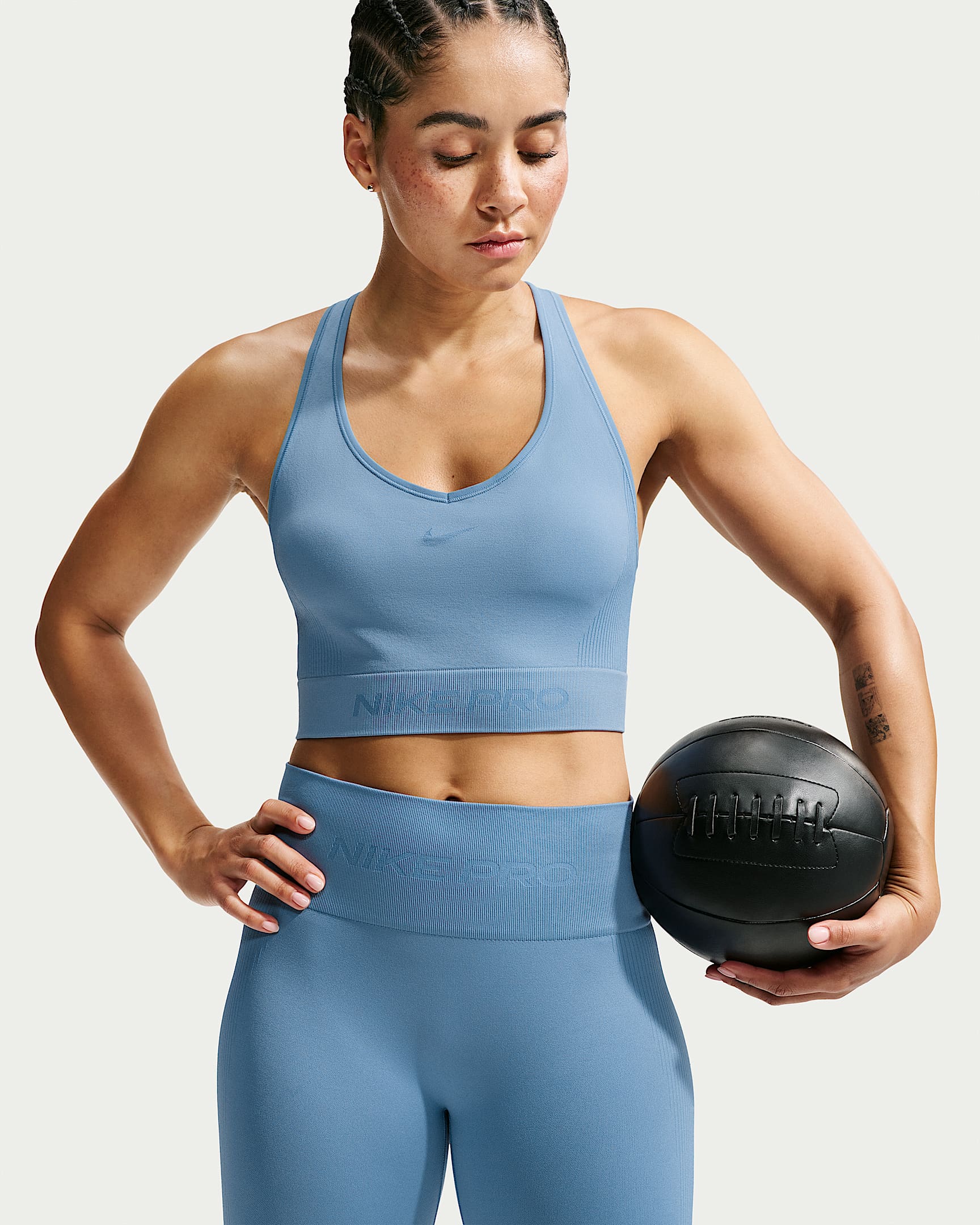 NIKE W NP DF SMLS TANK WORK BLUE