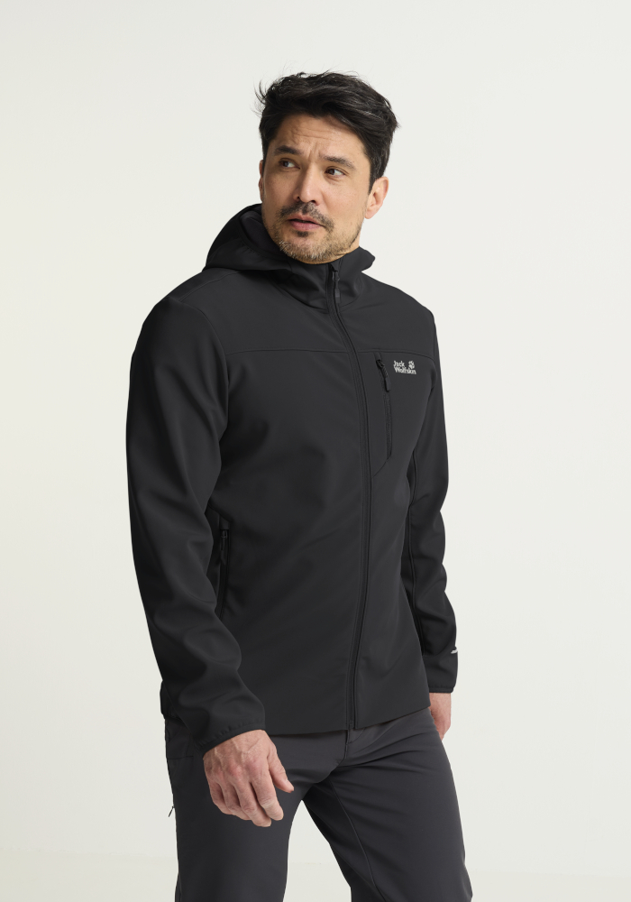 JACK WOLFSKIN WILD WINDS HOODED JKT M BLACK