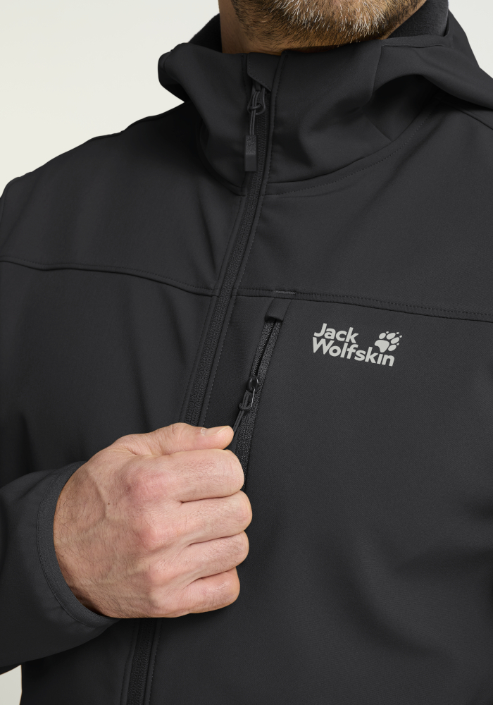JACK WOLFSKIN WILD WINDS HOODED JKT M BLACK – Bild 6