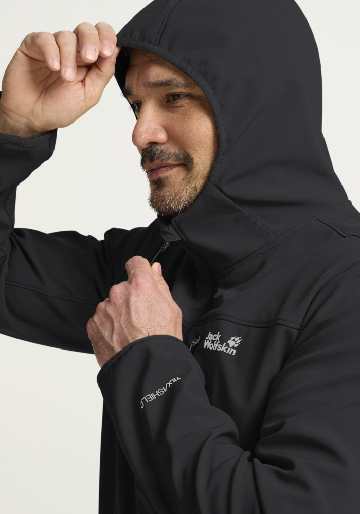 JACK WOLFSKIN WILD WINDS HOODED JKT M BLACK – Bild 7