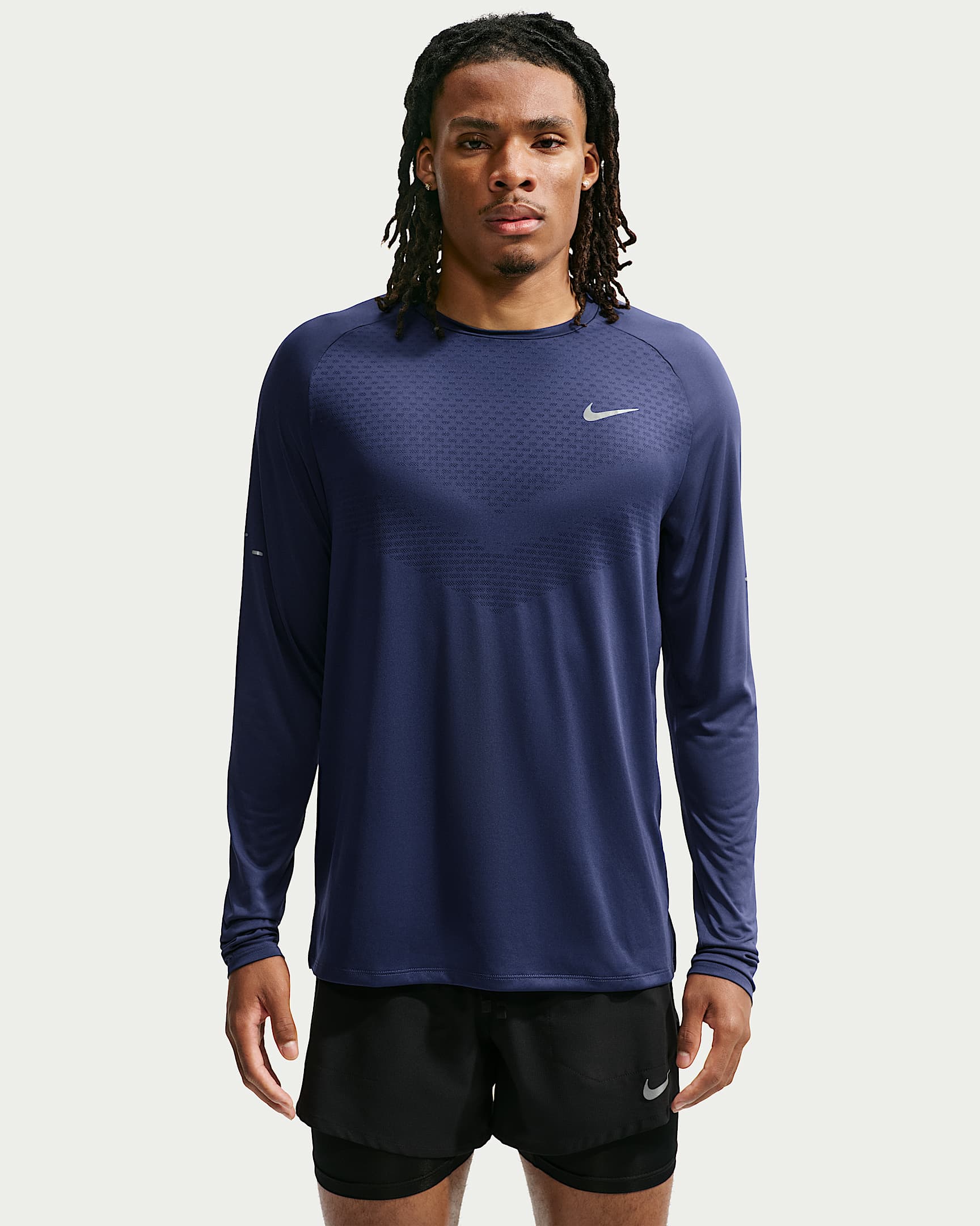 NIKE M NK DFADV STRIDE LS TOP MIDNIGHT NAVY/REFLECTIVE SILV